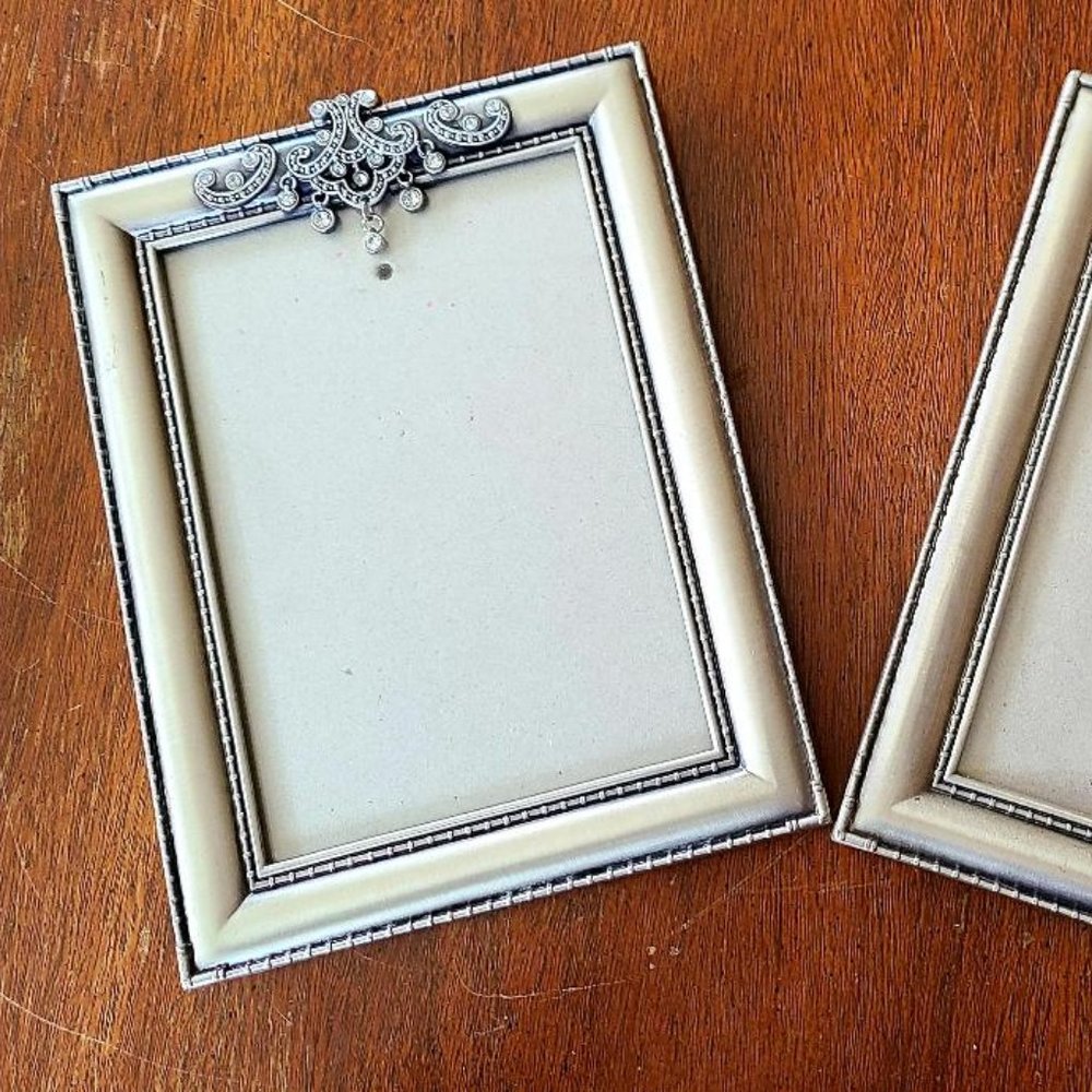 2-Silver and Crystal 5x7 Frames
